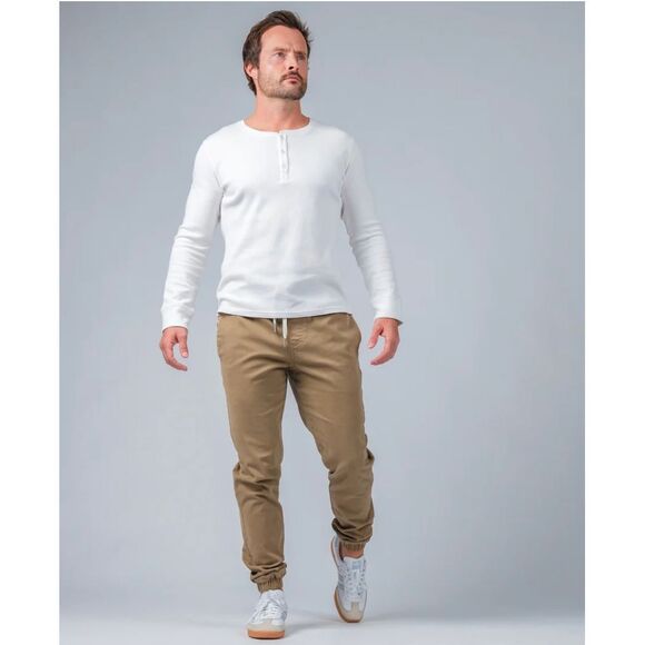 Wowie Rambler Jogger Mens‎ Medium Khaki Drawstring Stretch - Picture 1 of 6